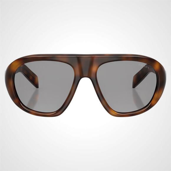 New PRADA Sunglasses Brown Tortoise Gray Lens Aviator Shield Mask 57-18 - Picture 2 of 6